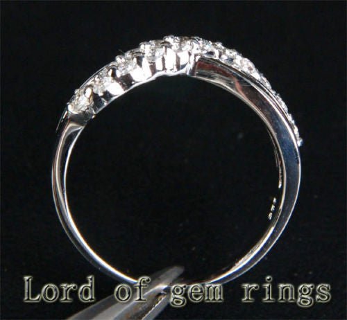 Diamond Crossover Wedding Ring 14K White Gold (.35ct.tw.) - Lord of Gem Rings