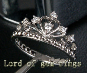 Diamond Crown Wedding Ring 14K White Gold - Lord of Gem Rings