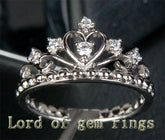 Diamond Crown Wedding Ring 14K White Gold - Lord of Gem Rings