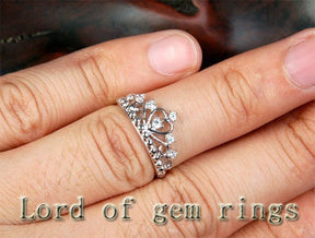 Diamond Crown Wedding Ring 14K White Gold - Lord of Gem Rings