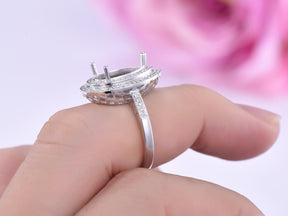 Diamond Double Halo Pear Semi Mount Ring - Lord of Gem Rings