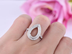Diamond Double Halo Pear Semi Mount Ring - Lord of Gem Rings