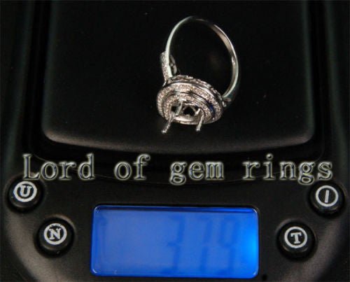 Diamond Double Halo Semi Mount Ring 14K White Gold Pear 7x9mm - Lord of Gem Rings