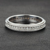 Diamond Double Milgrain Wedding Band Full Eternity 14K White Gold - Lord of Gem Rings