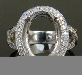 Diamond Engagement Ring Semi Mount 14K White Gold Setting Oval 12x15mm - Lord of Gem Rings