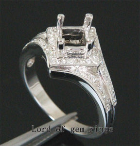 Diamond engagement Ring Semi Mount 14K White Gold Setting Princess 5.25mm - Lord of Gem Rings