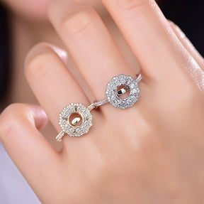 Diamond Engagement Ring Semi Mount Setting 14K Rose Gold, 6.5mm Round - Lord of Gem Rings