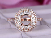 Diamond Engagement Ring Semi Mount Setting 14K Rose Gold, 6.5mm Round - Lord of Gem Rings