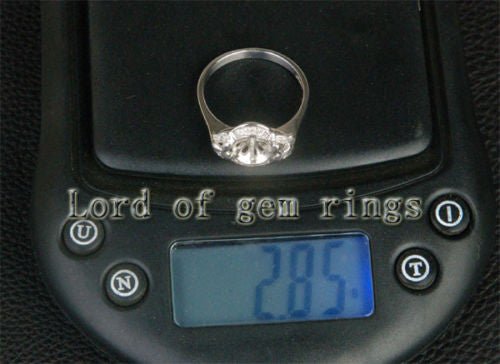 Diamond Engagement Semi Mount Pearl Ring 14K White Gold Setting Round 7.5-8.5mm - Lord of Gem Rings