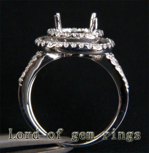 Diamond Engagement Semi Mount Ring 14K White Gold Cushion 8x10mm - Lord of Gem Rings
