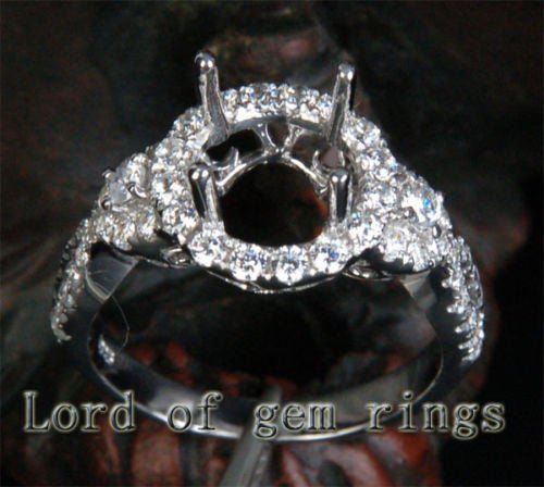 Diamond Engagement Semi Mount Ring 14K White Gold Infinite Love Shank Round 6mm - Lord of Gem Rings