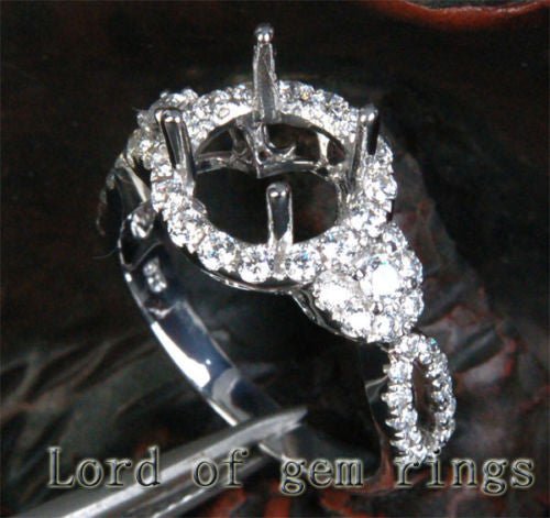 Diamond Engagement Semi Mount Ring 14K White Gold Infinite Love Shank Round 6mm