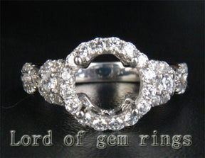 Diamond Engagement Semi Mount Ring 14K White Gold Infinite Love Shank Round 6mm - Lord of Gem Rings