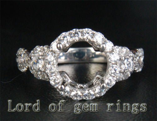 Diamond Engagement Semi Mount Ring 14K White Gold Infinite Love Shank Round 6mm - Lord of Gem Rings