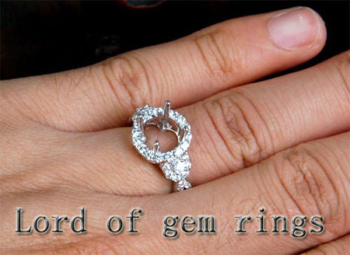 Diamond Engagement Semi Mount Ring 14K White Gold Infinite Love Shank Round 6mm - Lord of Gem Rings