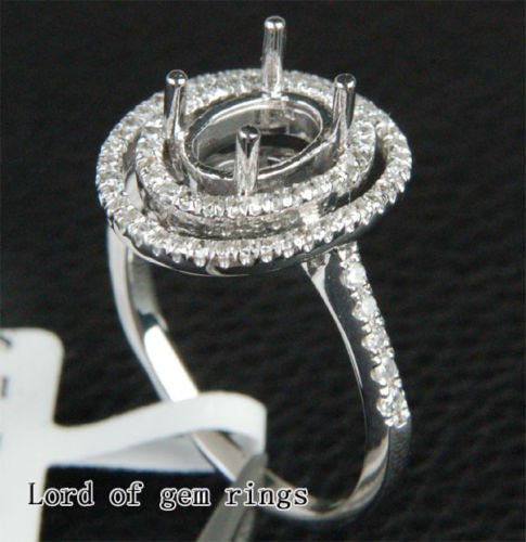 Diamond Engagement Semi Mount Ring 14K White Gold Oval 6x8mm - Lord of Gem Rings