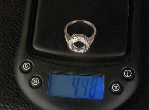 Diamond Engagement Semi Mount Ring 14K White Gold Oval 7.5x9.5mm Bezel Halo - Lord of Gem Rings