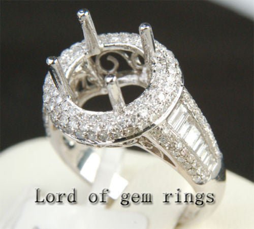 Diamond Engagement Semi Mount Ring 14K White Gold Round 10mm - Lord of Gem Rings
