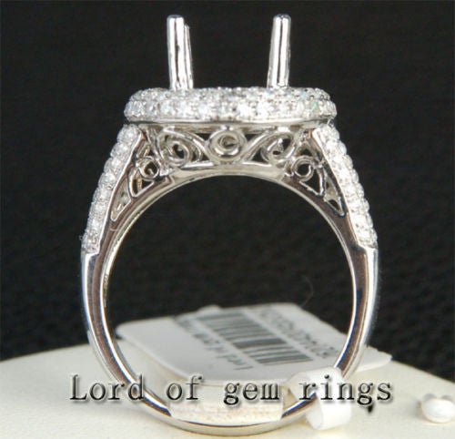 Diamond Engagement Semi Mount Ring 14K White Gold Round 10mm - Lord of Gem Rings
