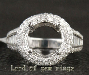 Diamond Engagement Semi Mount Ring 14K White Gold Round 10mm - Lord of Gem Rings