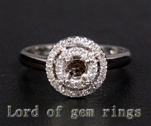 Diamond Engagement Semi Mount Ring 14k White Gold Round 3.5-4mm
