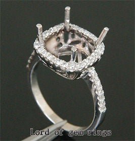 Diamond Engagement Semi Mount Ring 14K White Gold Setting Cushion 10mm - Lord of Gem Rings