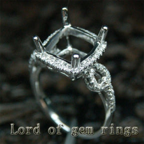 Diamond Engagement Semi Mount Ring 14K White Gold Setting Cushion 10mm - Lord of Gem Rings