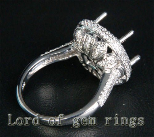 Diamond Engagement Semi Mount Ring 14K White Gold Setting Cushion 10mm - Lord of Gem Rings