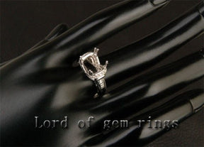 Diamond Engagement Semi Mount Ring 14K White Gold Setting Cushion 10mm Channel - Lord of Gem Rings