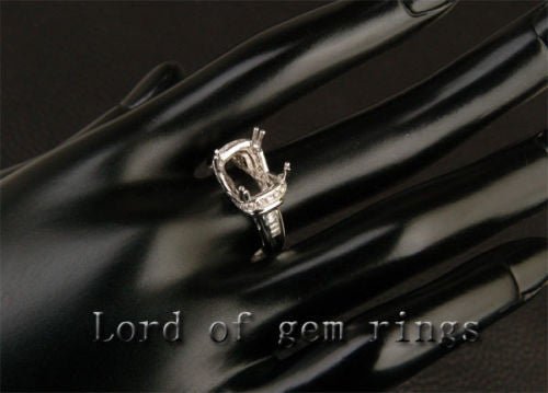 Diamond Engagement Semi Mount Ring 14K White Gold Setting Cushion 10mm Channel - Lord of Gem Rings