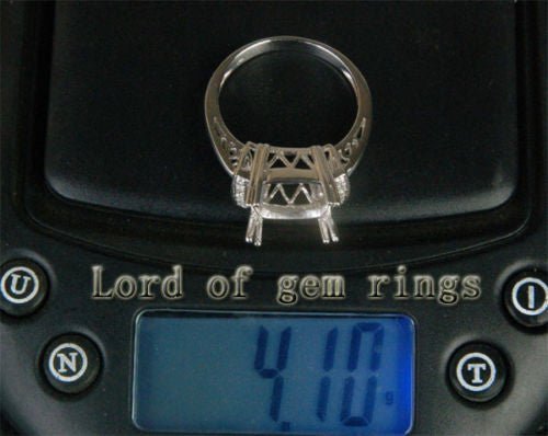 Diamond Engagement Semi Mount Ring 14K White Gold Setting Cushion 11mm - Lord of Gem Rings
