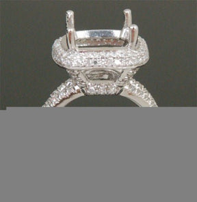 Diamond Engagement Semi Mount Ring 14K White Gold Setting Cushion 12mm - Lord of Gem Rings