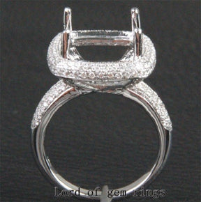 Diamond Engagement Semi Mount Ring 14K White Gold Setting Cushion 12mm - Lord of Gem Rings