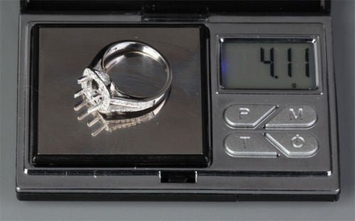 Diamond Engagement Semi Mount Ring 14K White Gold Setting Cushion 6.5mm - Lord of Gem Rings
