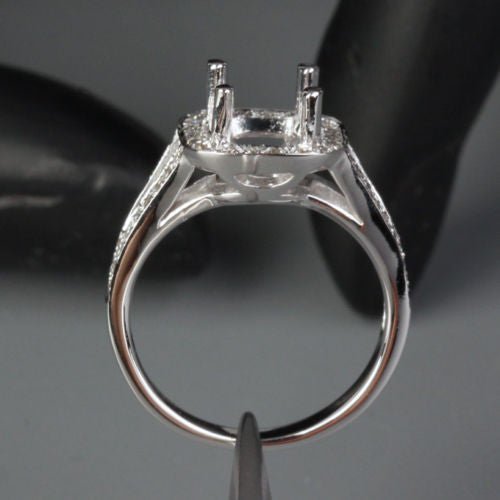 Diamond Engagement Semi Mount Ring 14K White Gold Setting Cushion 6.5mm - Lord of Gem Rings