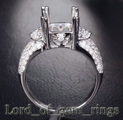 Diamond Engagement Semi Mount Ring 14K White Gold Setting Cushion 7.5-8mm - Lord of Gem Rings