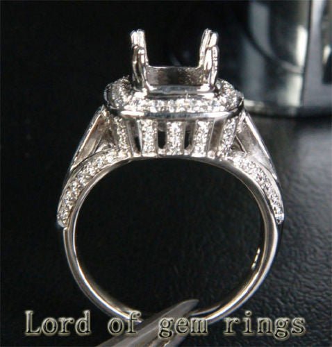 Diamond Engagement Semi Mount Ring 14K White Gold Setting Cushion 7.5mm - Lord of Gem Rings