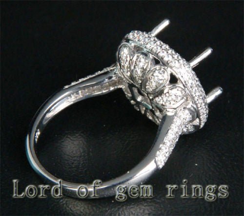 Diamond Engagement Semi Mount Ring 14K White Gold Setting Cushion 8mm - Lord of Gem Rings