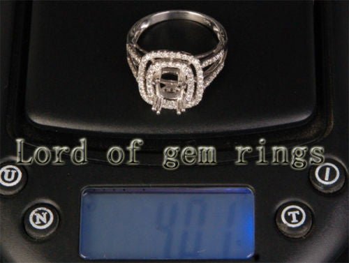 Diamond Engagement Semi Mount Ring 14K White Gold Setting Cushion 8X10mm - Lord of Gem Rings
