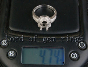 Diamond Engagement Semi Mount ring 14k white gold Setting Emerald cut 6x8mm - Lord of Gem Rings