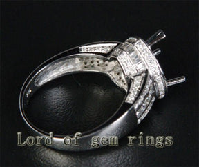 Diamond Engagement Semi Mount Ring 14K White Gold Setting Heart 8.75-9.25mm - Lord of Gem Rings