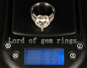 Diamond Engagement Semi Mount Ring 14K White Gold Setting Heart 8.75-9.25mm - Lord of Gem Rings