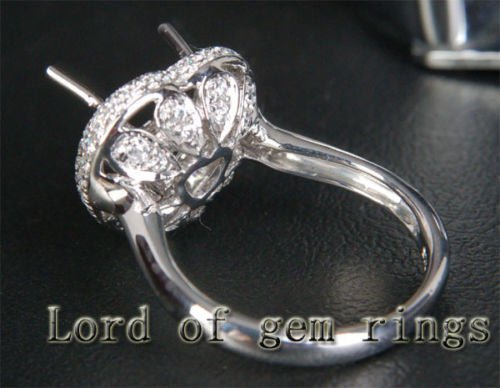 Diamond Engagement Semi Mount Ring 14K White Gold Setting Heart Shape 10mm - Lord of Gem Rings