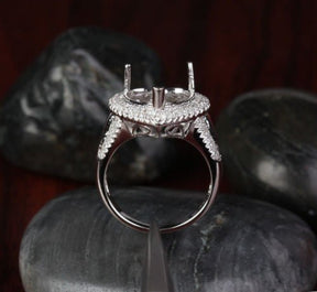 Diamond Engagement Semi Mount Ring 14K White Gold Setting Heart Shaped 11mm - Lord of Gem Rings