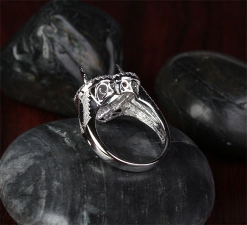 Diamond Engagement Semi Mount Ring 14K White Gold Setting Heart Shaped