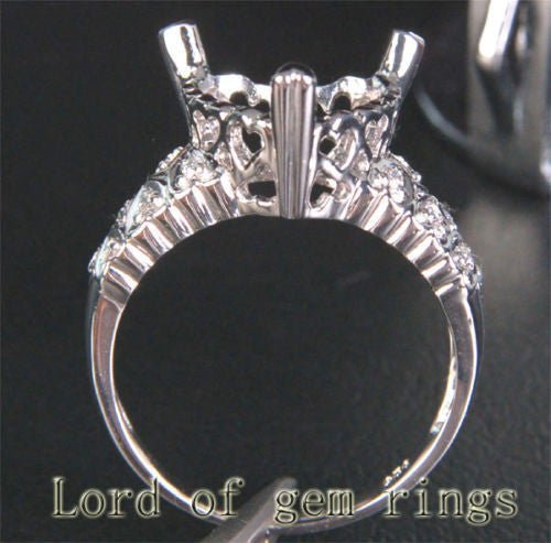 Diamond Engagement Semi Mount Ring 14K White Gold Setting Heart Shaped 12mm - Lord of Gem Rings