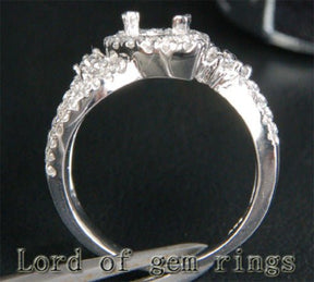 Diamond Engagement Semi Mount Ring 14K White Gold Setting Marquise 4x8mm - Lord of Gem Rings