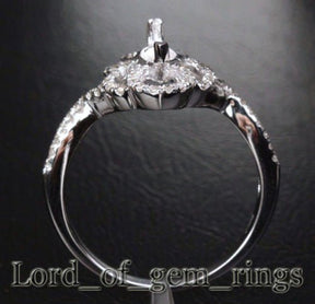 Diamond Engagement Semi Mount Ring 14K White Gold Setting Marquise 4x8mm - Lord of Gem Rings