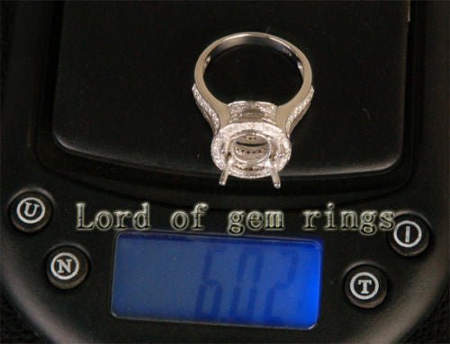 Diamond Engagement Semi Mount Ring 14K White Gold Setting Oval 10x12mm - Lord of Gem Rings
