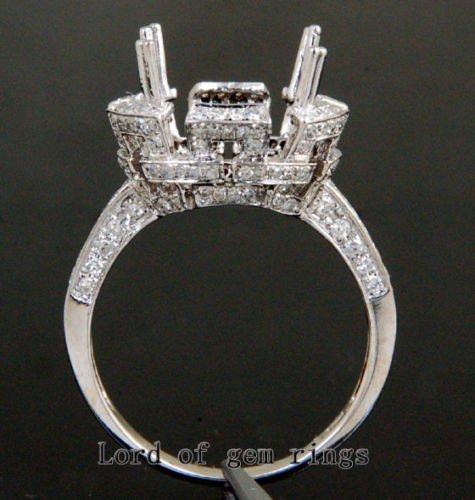 Diamond Engagement Semi Mount Ring 14K White Gold Setting Oval 10x14mm